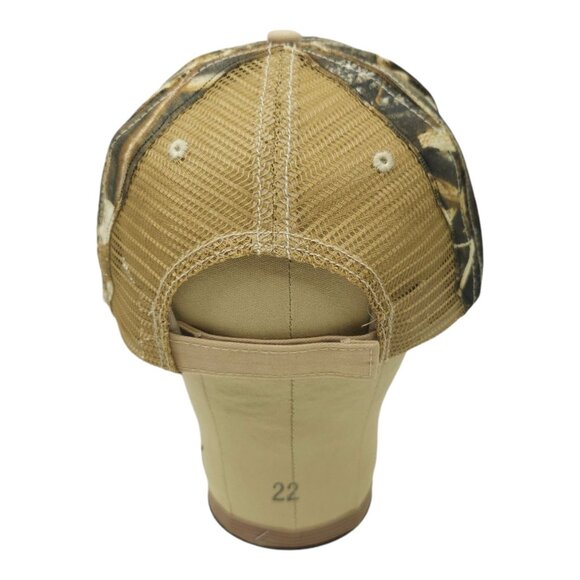 Barnhart Mesh Strapback Cap Tan Camo Curved Brim Hunter Trucker Baseball Hat - Picture 4 of 13